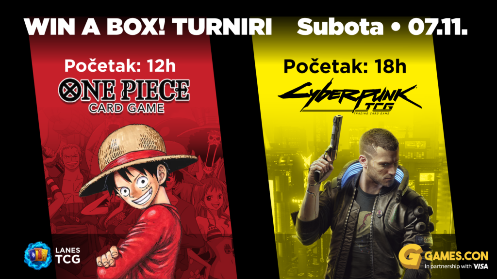One Piece u 12:00 i Cyberpunk u 18:00, subota 7. novembar, Lanes TCG